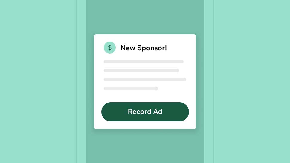 A rendering of an Anchor modal showing a Record Ad button