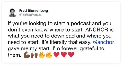 a tweet about Anchor