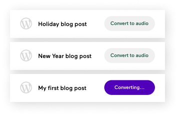 Abstract user interface to convert an WordPress blog post into a podcast